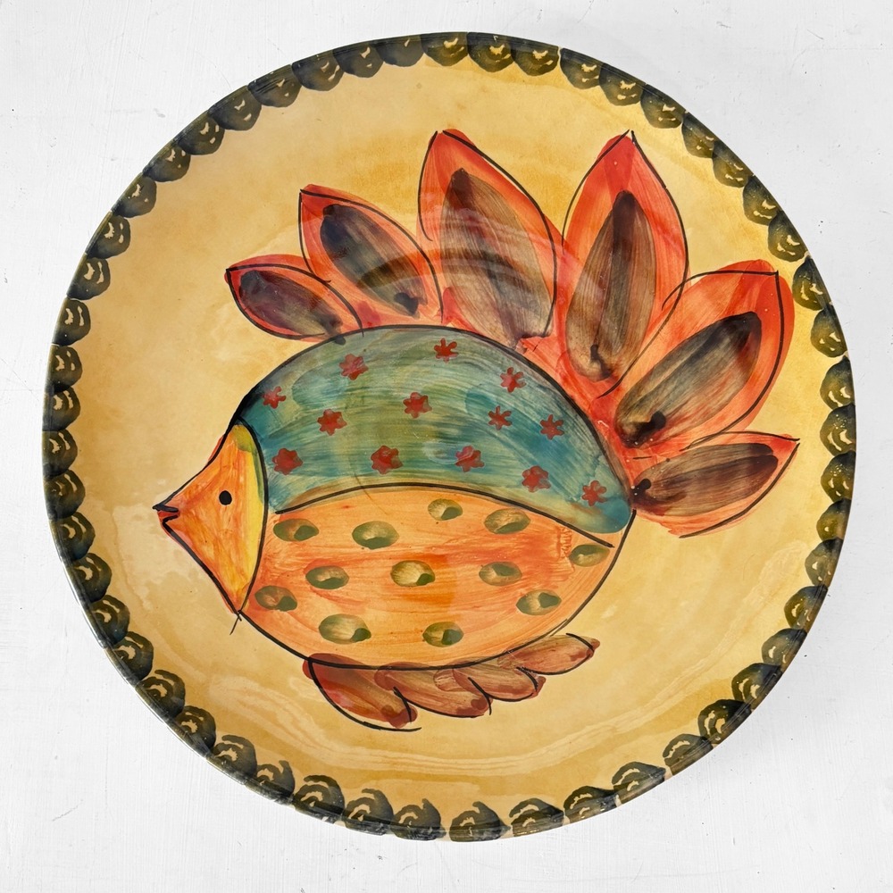 Italica Ars Italy Hand Painted Ceramic‎ Fish Dinner Plate 10.5" Artsy Coastal
